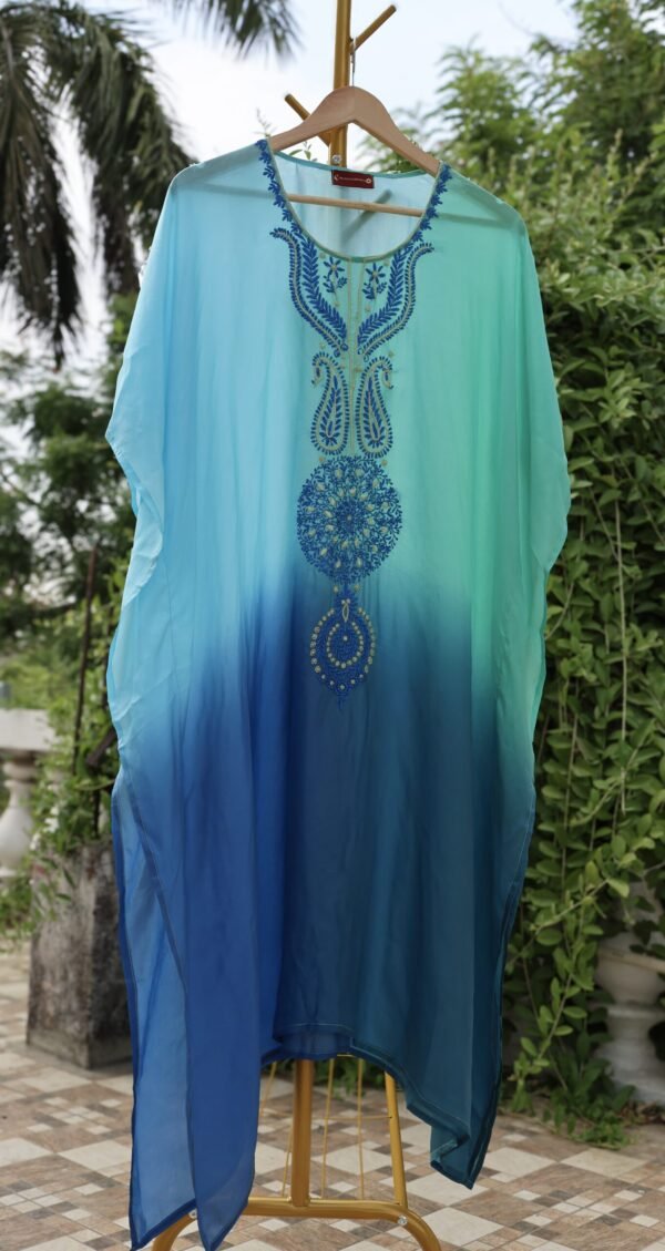 Satin Chikankari Kaftan