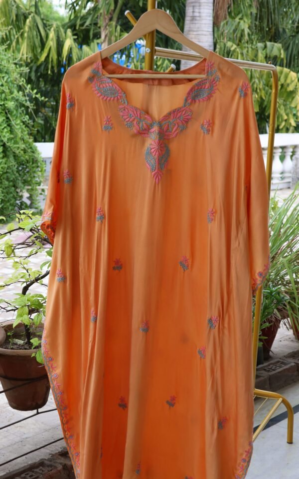 Satin Chikankari Kaftan