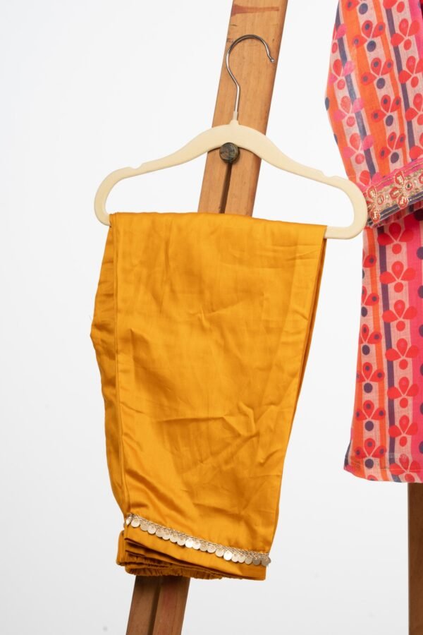 Angrakha Style Co-ord Set for Girls - Hand-Embroidered Linen - Image 5