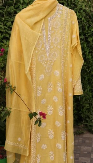 Pure Mul-Chanderi A-Line Kalidar Suit