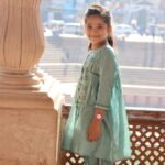 Pure Chanderi Girls Frock Style Kurta with Pant