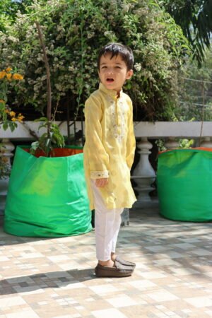 Zari Chanderi Boys Kurta with Cotton Pajamas