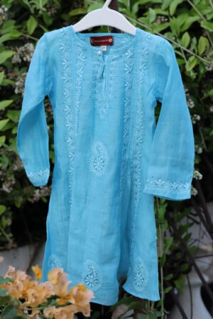 Chanderi Anarkali Girl’s Kurta Set