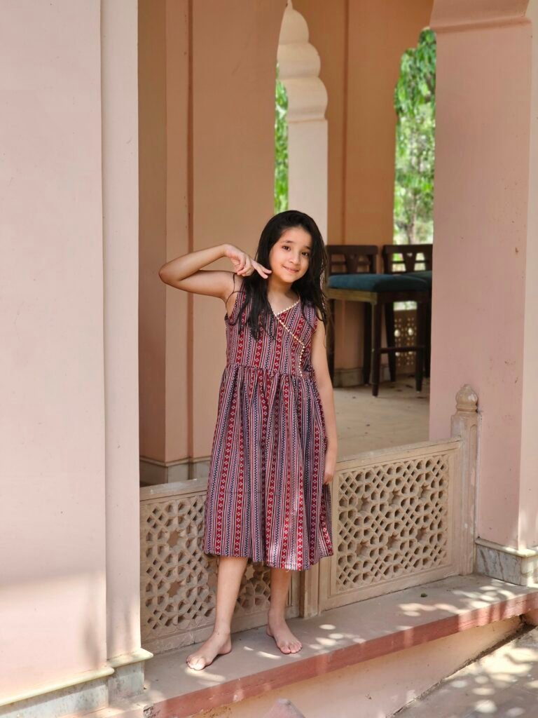 2 Pure Cotton Angrakha-Styled Frock for Girls