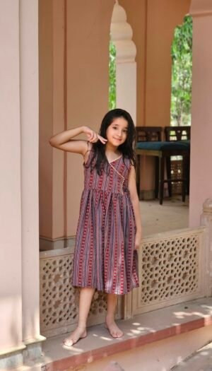 Pure Cotton Angrakha-Styled Frock for Girls