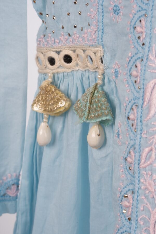 Pure Cotton Frock-Style Kurta and Pant Set for Girls - Image 3