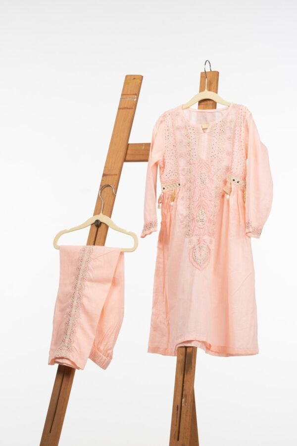Pure Cotton Frock-Style Kurta and Pant Set for Girls - Image 12