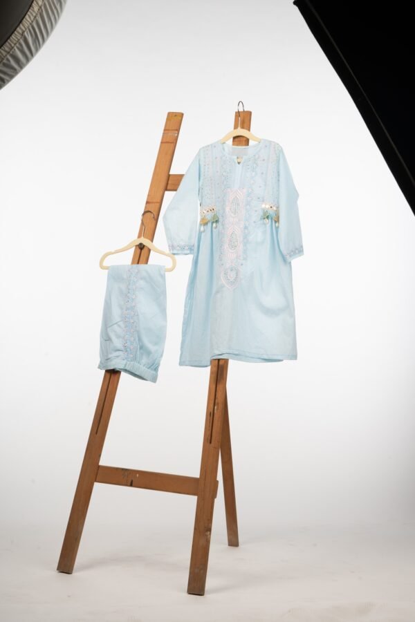 Pure Cotton Frock-Style Kurta and Pant Set for Girls - Image 2