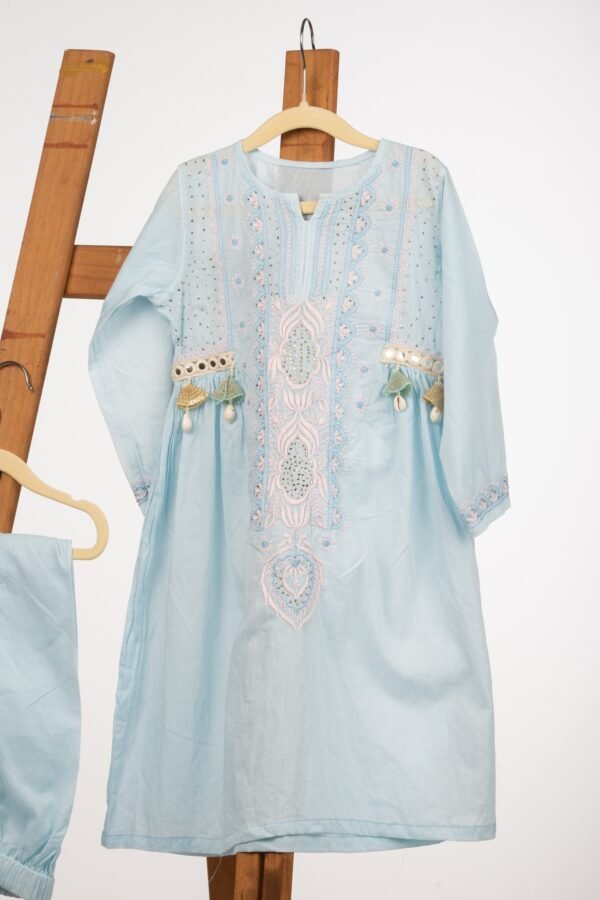 Pure Cotton Frock-Style Kurta and Pant Set for Girls - Image 5