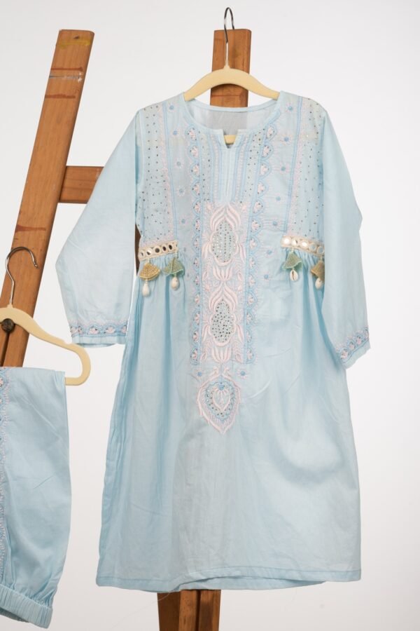 Pure Cotton Frock-Style Kurta and Pant Set for Girls - Image 4