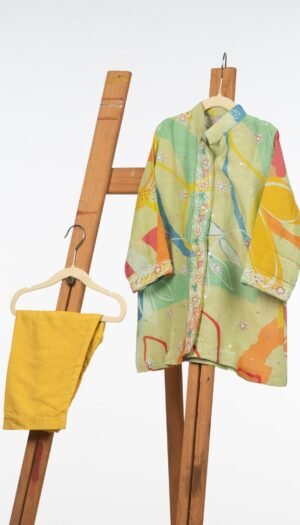 Modal Silk Cord Set for Girls with Chikankari on Shirt Along with Embellishments