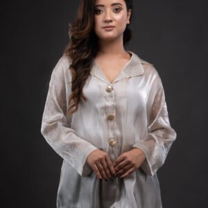 Glass-Organza Shirt with Mukaish