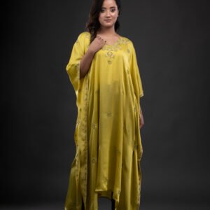 Lime Green Satin Kaftaan