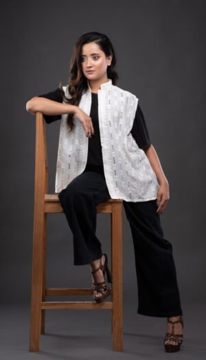 Chanderi Jacket with Mukaish Jaali