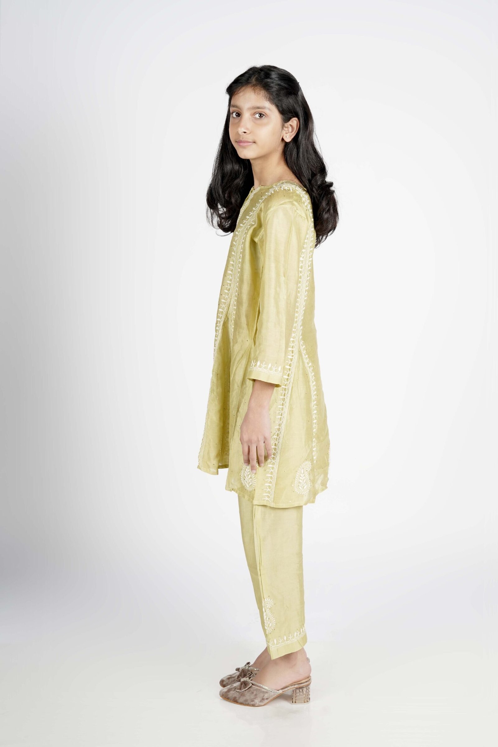 Chikankari Chanderi Anarkali with Pants Set - Image 5