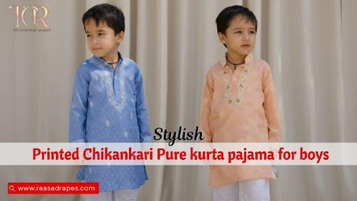 Stylish Printed Chikankari Pure Kurta Pajama for Boys