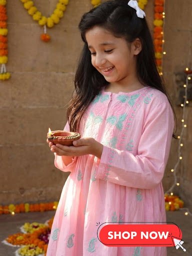 Girls Floral Kurti with Pants