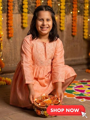 Girls Chikankari Kurti with Trousers