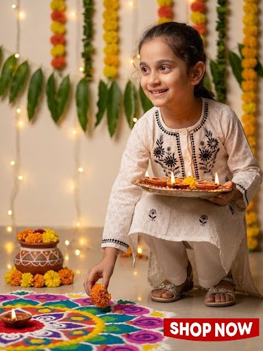 Girls Cotton Kurta with Trousers