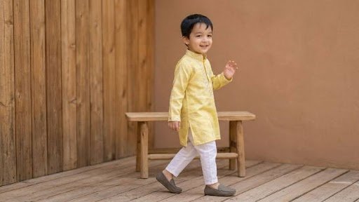 Zari Chanderi Boys Kurta with Cotton Pajamas