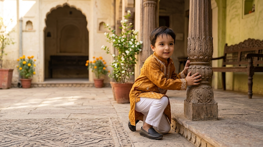 Boy's Cotton Jacquard Kurta